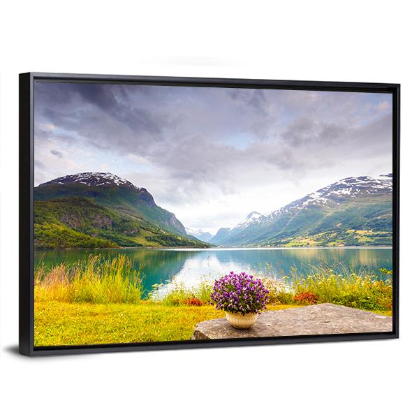 View Of Mountains Landscape Canvas Wall Art-3 Horizontal-Gallery Wrap-25" x 16"-Tiaracle
