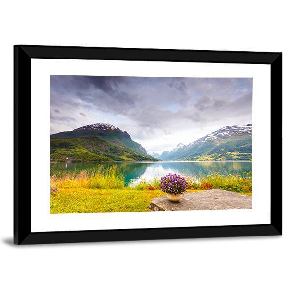 View Of Mountains Landscape Canvas Wall Art-3 Horizontal-Gallery Wrap-25" x 16"-Tiaracle