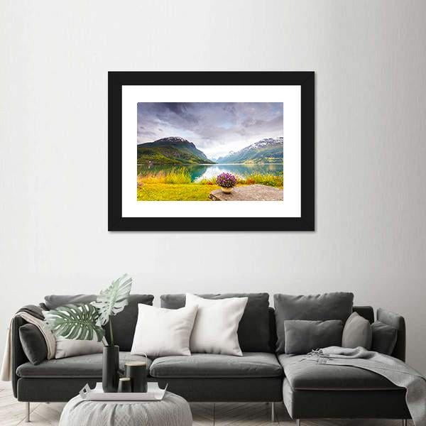 View Of Mountains Landscape Canvas Wall Art-3 Horizontal-Gallery Wrap-25" x 16"-Tiaracle