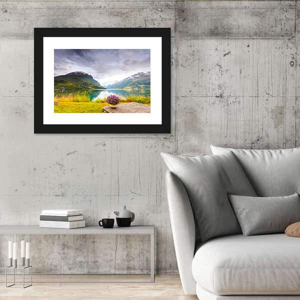 View Of Mountains Landscape Canvas Wall Art-3 Horizontal-Gallery Wrap-25" x 16"-Tiaracle