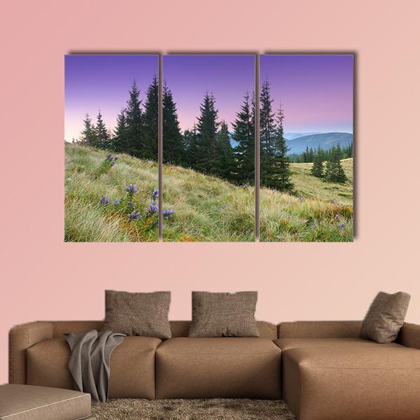 View Of Mountains Landscape Canvas Wall Art-3 Horizontal-Gallery Wrap-37" x 24"-Tiaracle