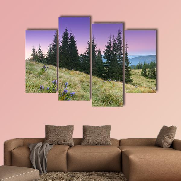 View Of Mountains Landscape Canvas Wall Art-4 Pop-Gallery Wrap-50&quot; x 32&quot;-Tiaracle