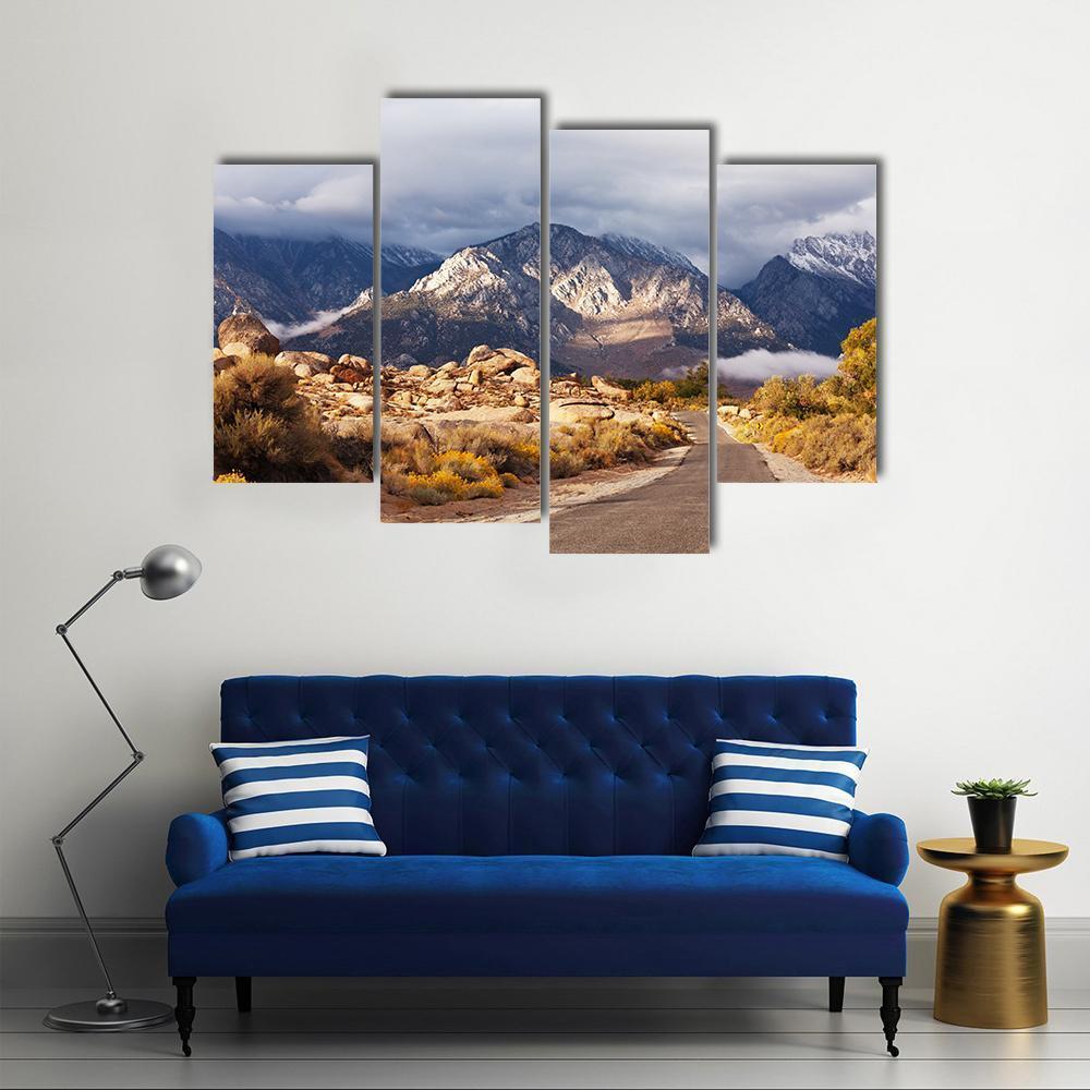 View Of Mountains Canvas Wall Art-4 Pop-Gallery Wrap-50" x 32"-Tiaracle