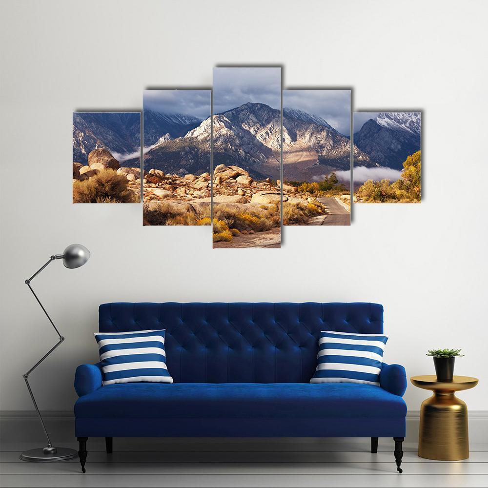 View Of Mountains Canvas Wall Art-5 Star-Gallery Wrap-62" x 32"-Tiaracle