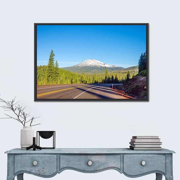 View Of Mt Bachelor Canvas Wall Art-1 Piece-Floating Frame-24" x 16"-Tiaracle