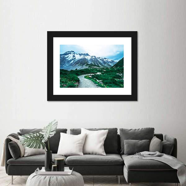 View Of Mt Cook With Stream Flowing Canvas Wall Art-5 Horizontal-Gallery Wrap-22" x 12"-Tiaracle