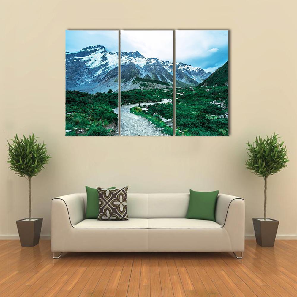 View Of Mt Cook With Stream Flowing Canvas Wall Art-3 Horizontal-Gallery Wrap-37" x 24"-Tiaracle