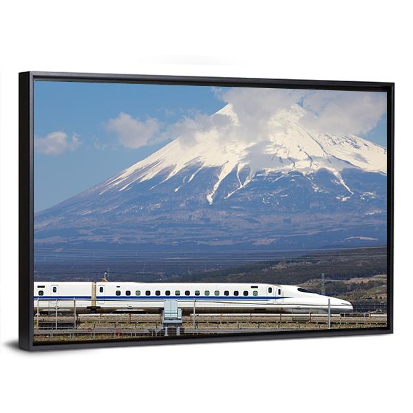 View Of Mt Fuji And Tokaido Shinkansen Canvas Wall Art-3 Horizontal-Gallery Wrap-25" x 16"-Tiaracle