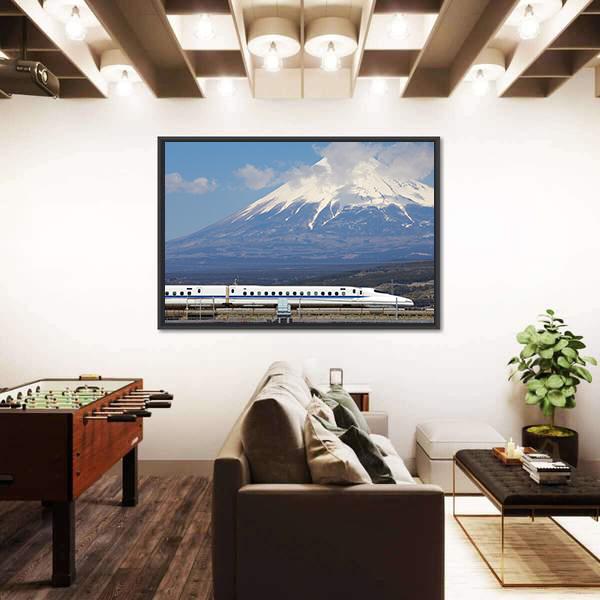 View Of Mt Fuji And Tokaido Shinkansen Canvas Wall Art-3 Horizontal-Gallery Wrap-25" x 16"-Tiaracle
