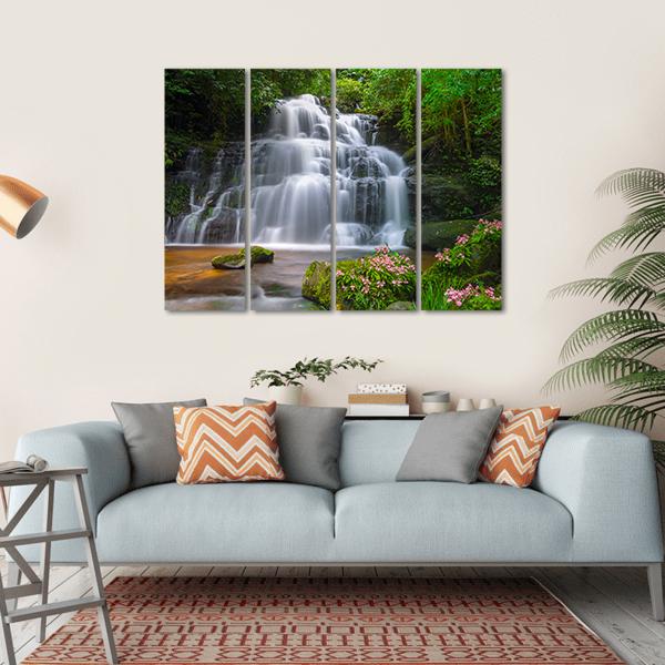 View Of Mun Daeng Waterfall Canvas Wall Art-4 Horizontal-Gallery Wrap-34" x 24"-Tiaracle