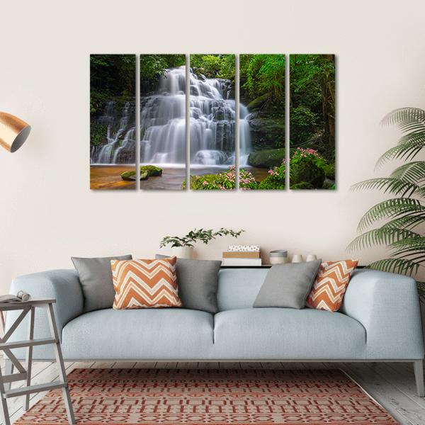 View Of Mun Daeng Waterfall Canvas Wall Art-5 Horizontal-Gallery Wrap-22" x 12"-Tiaracle