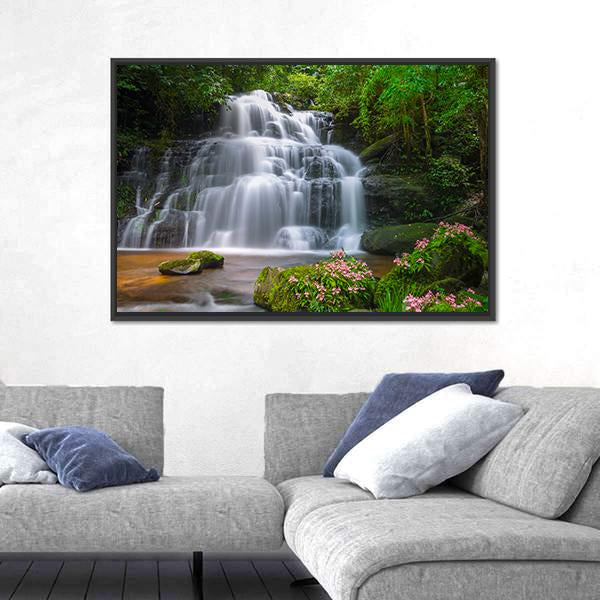 View Of Mun Daeng Waterfall Canvas Wall Art-3 Horizontal-Gallery Wrap-25" x 16"-Tiaracle