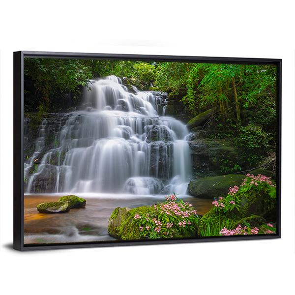 View Of Mun Daeng Waterfall Canvas Wall Art-5 Horizontal-Gallery Wrap-22" x 12"-Tiaracle