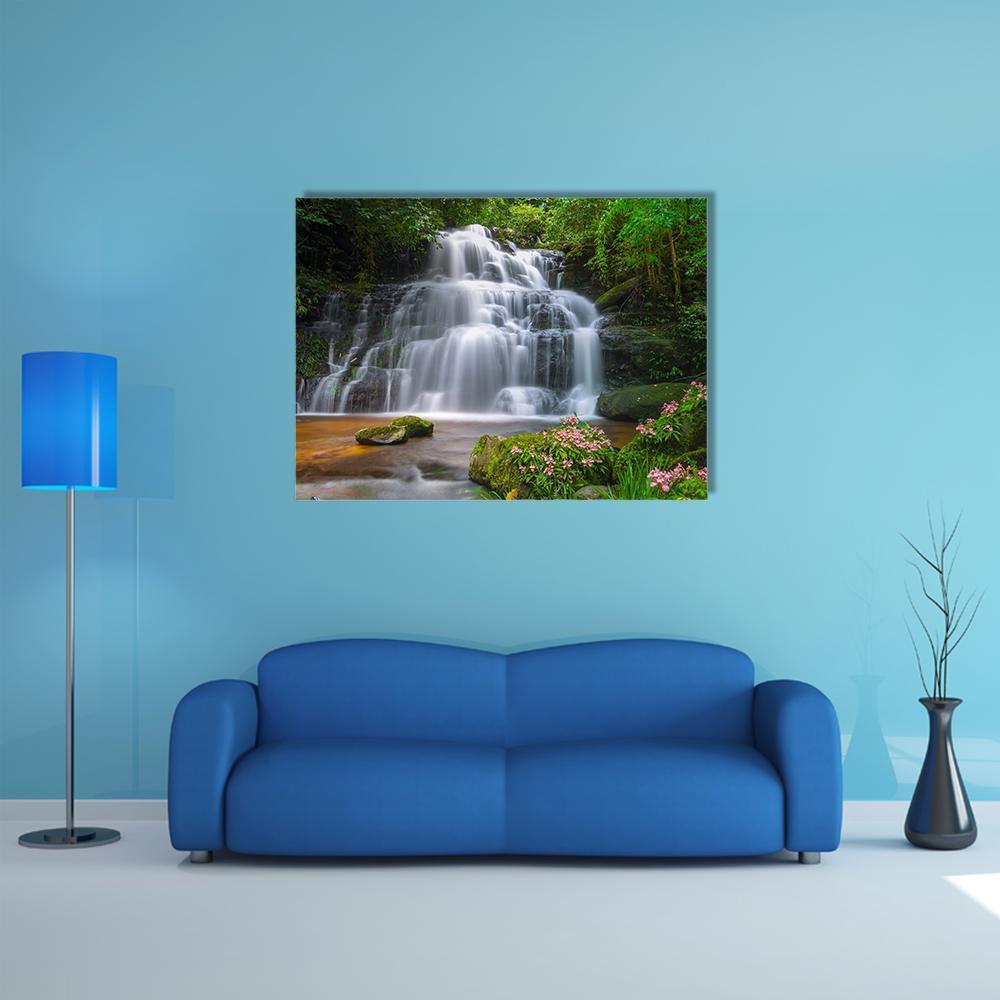 View Of Mun Daeng Waterfall Canvas Wall Art-1 Piece-Gallery Wrap-48" x 32"-Tiaracle