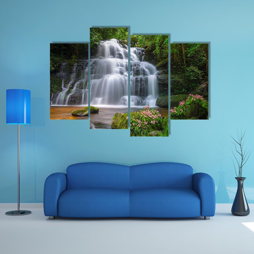 View Of Mun Daeng Waterfall Canvas Wall Art-4 Pop-Gallery Wrap-50" x 32"-Tiaracle