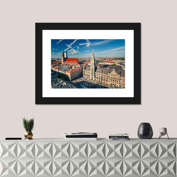 View Of Munchen Marienplatz Canvas Wall Art-1 Piece-Framed Print-30" x 20"-Tiaracle