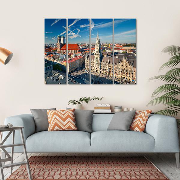 View Of Munchen Marienplatz Canvas Wall Art-4 Horizontal-Gallery Wrap-34" x 24"-Tiaracle