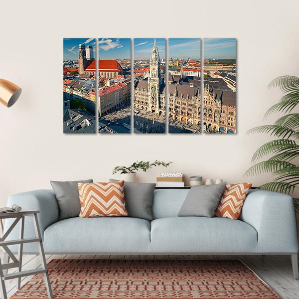 View Of Munchen Marienplatz Canvas Wall Art-5 Horizontal-Gallery Wrap-22" x 12"-Tiaracle