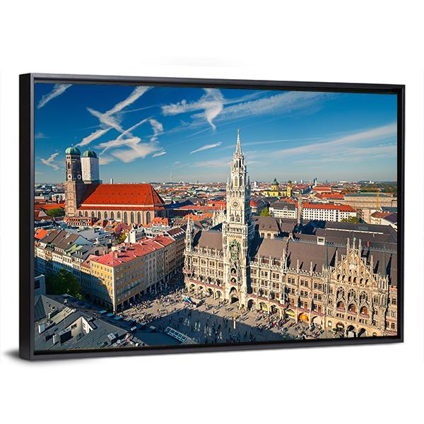 View Of Munchen Marienplatz Canvas Wall Art-3 Horizontal-Gallery Wrap-25" x 16"-Tiaracle