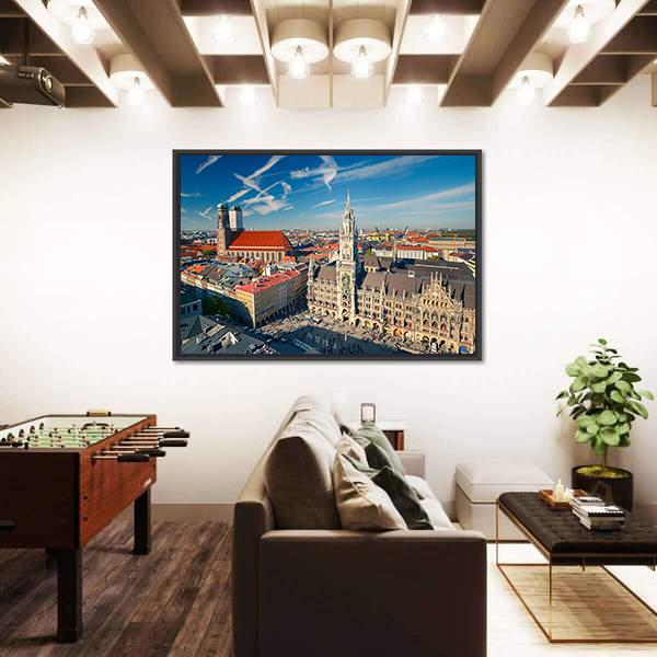 View Of Munchen Marienplatz Canvas Wall Art-3 Horizontal-Gallery Wrap-25" x 16"-Tiaracle