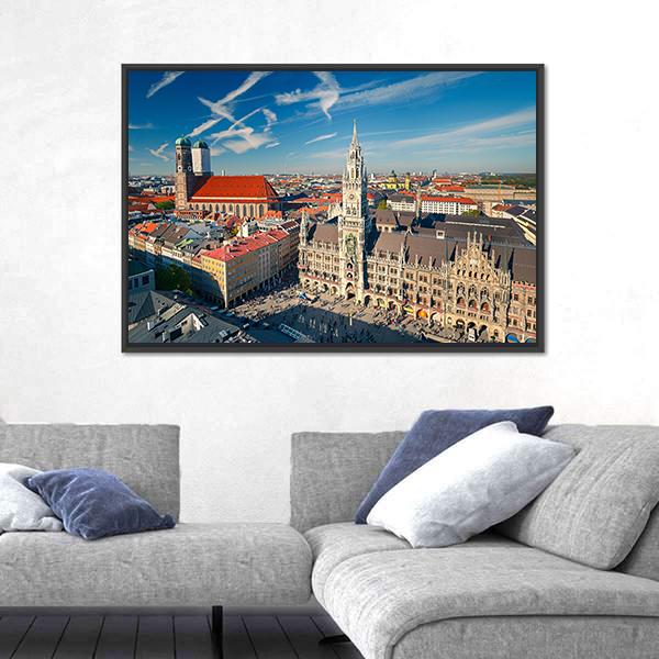 View Of Munchen Marienplatz Canvas Wall Art-5 Horizontal-Gallery Wrap-22" x 12"-Tiaracle