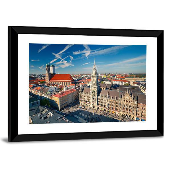 View Of Munchen Marienplatz Canvas Wall Art-3 Horizontal-Gallery Wrap-25" x 16"-Tiaracle