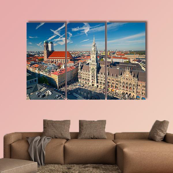 View Of Munchen Marienplatz Canvas Wall Art-3 Horizontal-Gallery Wrap-37" x 24"-Tiaracle