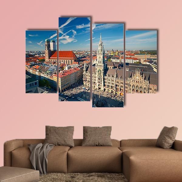 View Of Munchen Marienplatz Canvas Wall Art-4 Pop-Gallery Wrap-50" x 32"-Tiaracle