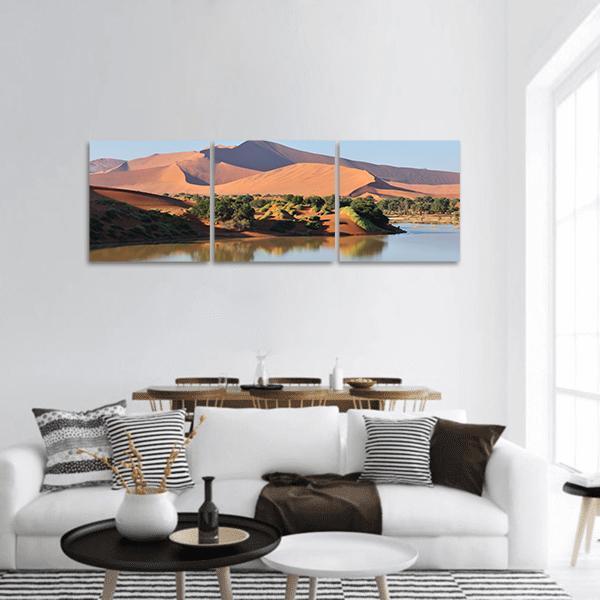 Flooded Sossusvlei Namib Desert Panoramic Canvas Wall Art-1 Piece-36" x 12"-Tiaracle
