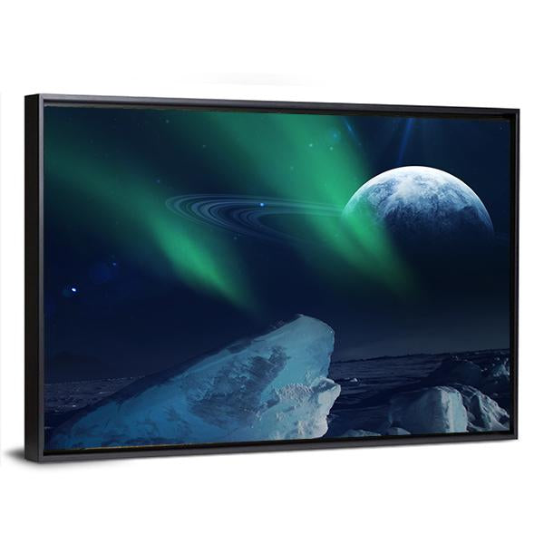 View Of Neptune From Triton Canvas Wall Art-3 Horizontal-Gallery Wrap-25" x 16"-Tiaracle