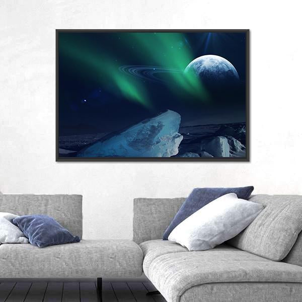 View Of Neptune From Triton Canvas Wall Art-3 Horizontal-Gallery Wrap-25" x 16"-Tiaracle