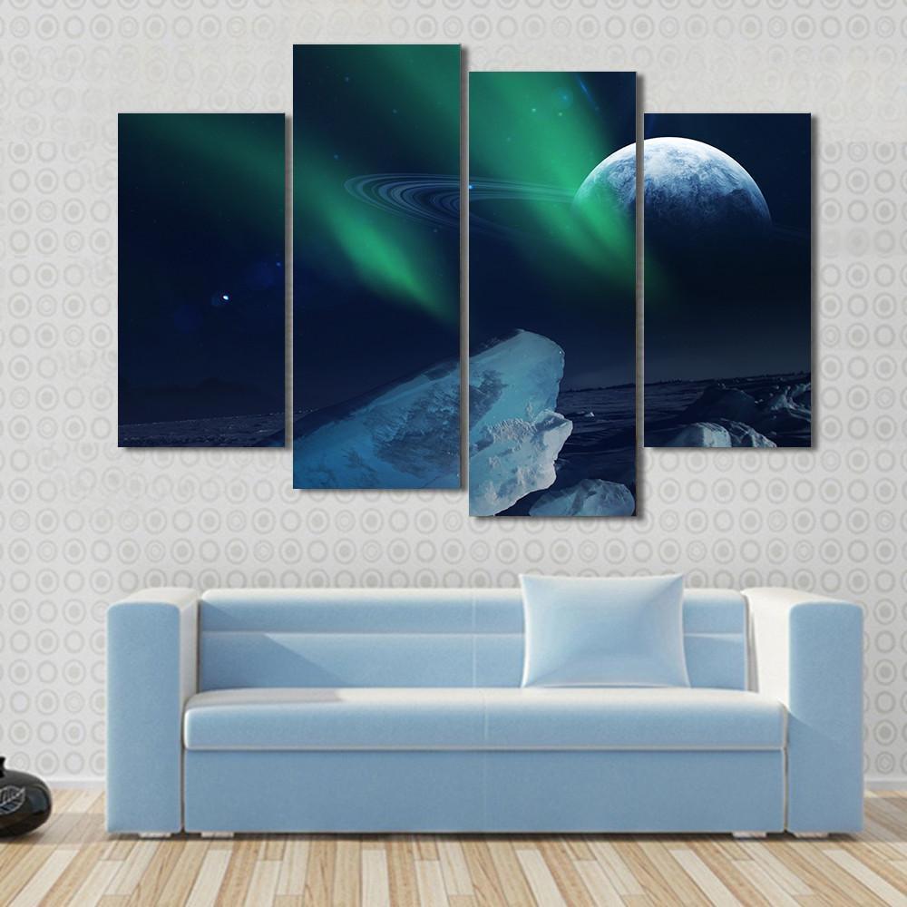View Of Neptune From Triton Canvas Wall Art-4 Pop-Gallery Wrap-50" x 32"-Tiaracle