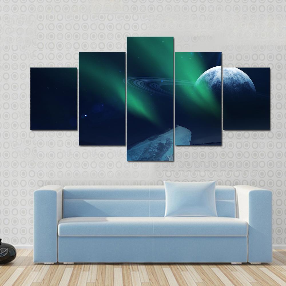 View Of Neptune From Triton Canvas Wall Art-5 Star-Gallery Wrap-62" x 32"-Tiaracle