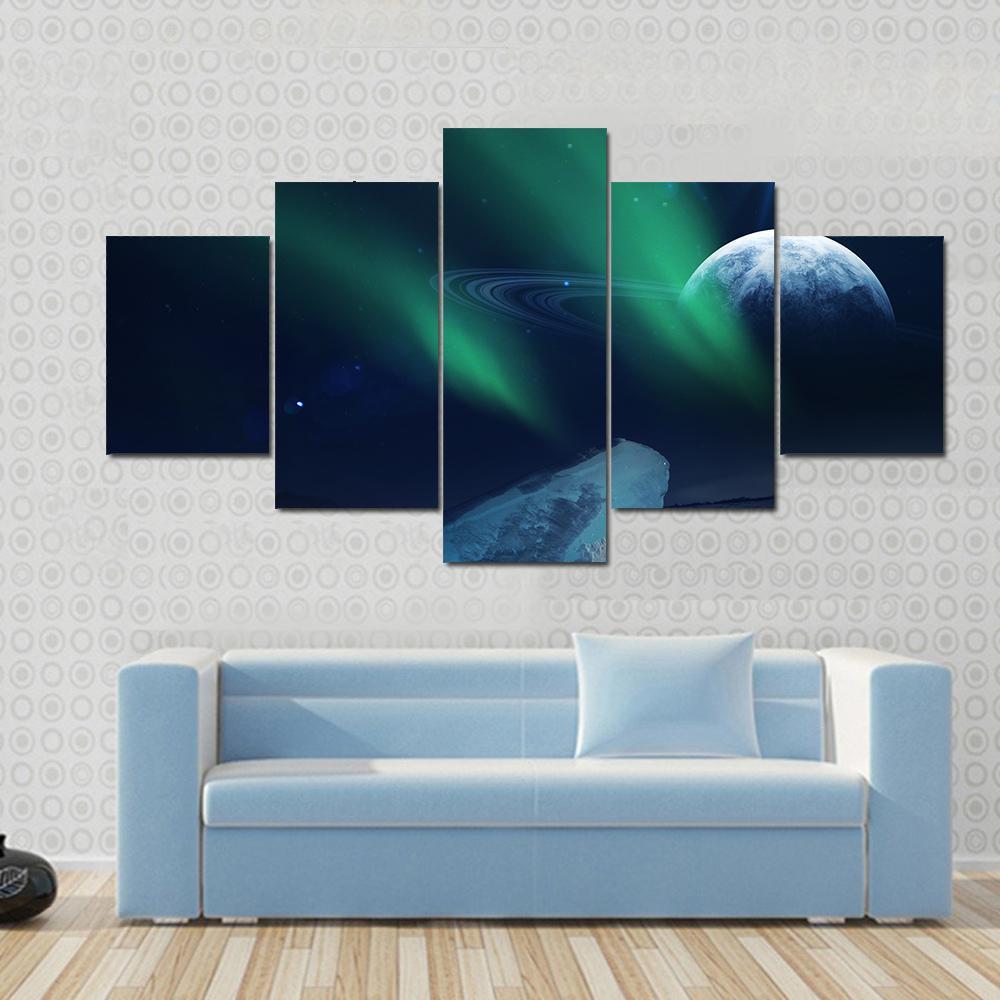 View Of Neptune From Triton Canvas Wall Art-3 Horizontal-Gallery Wrap-37" x 24"-Tiaracle