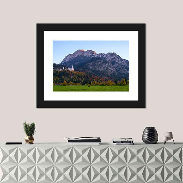 View Of Neuschwanstein Castle Canvas Wall Art-1 Piece-Framed Print-20" x 16"-Tiaracle
