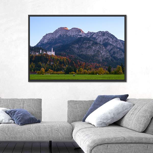 View Of Neuschwanstein Castle Canvas Wall Art-3 Horizontal-Gallery Wrap-25" x 16"-Tiaracle
