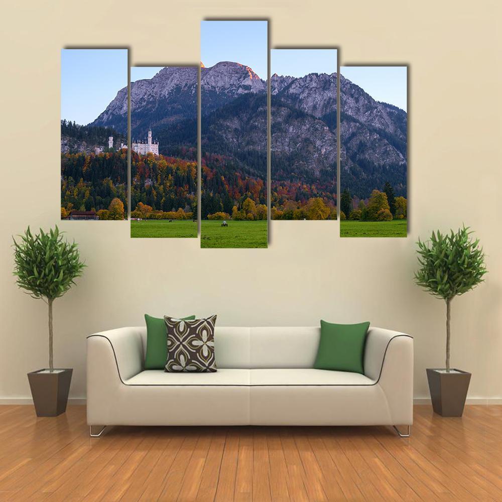 View Of Neuschwanstein Castle Canvas Wall Art-5 Pop-Gallery Wrap-47" x 32"-Tiaracle