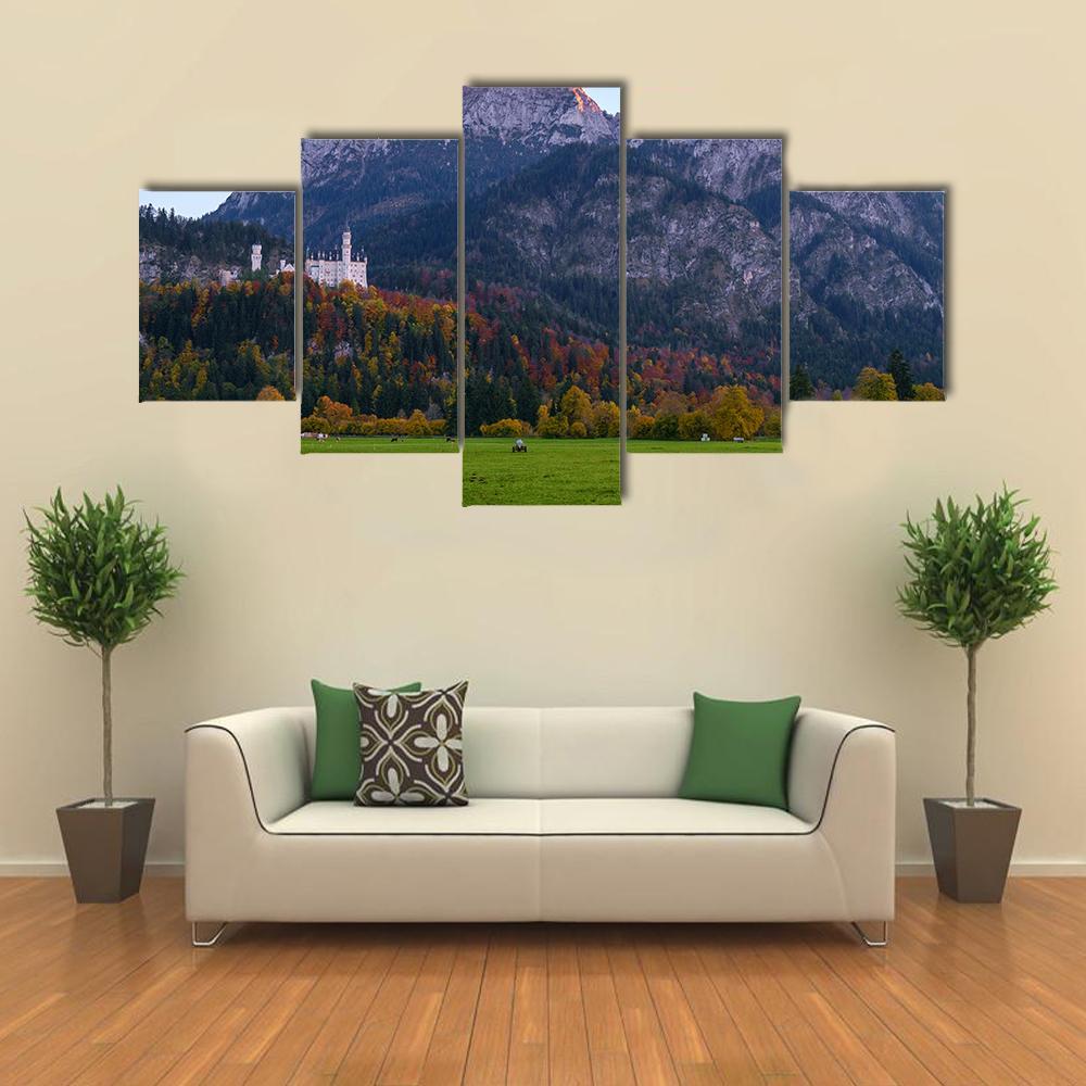 View Of Neuschwanstein Castle Canvas Wall Art-3 Horizontal-Gallery Wrap-37" x 24"-Tiaracle