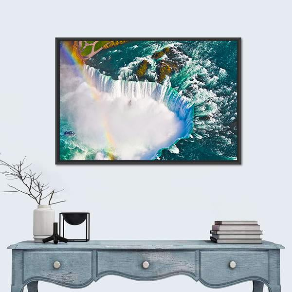 View Of Niagara Falls Canvas Wall Art-1 Piece-Floating Frame-24" x 16"-Tiaracle