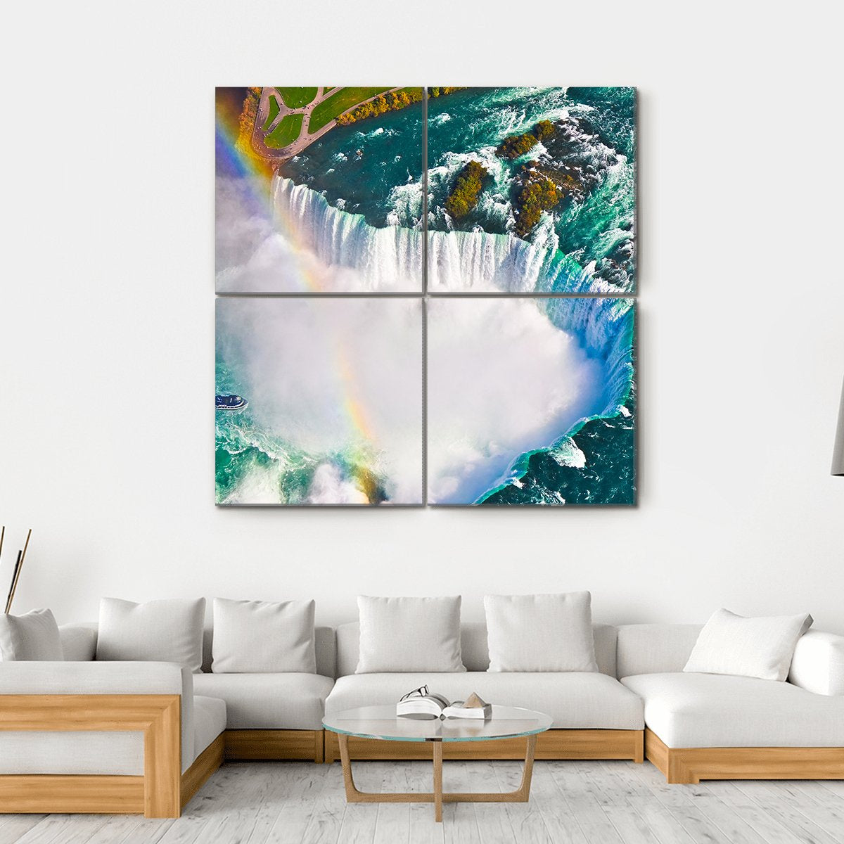 View Of Niagara Falls Canvas Wall Art-4 Square-Gallery Wrap-17" x 17"-Tiaracle