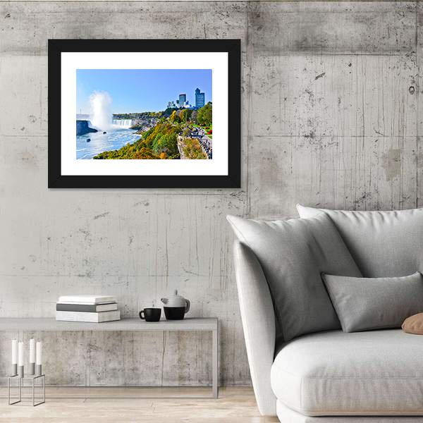 View Of Niagara Falls In Autumn Canvas Wall Art-3 Horizontal-Gallery Wrap-25" x 16"-Tiaracle