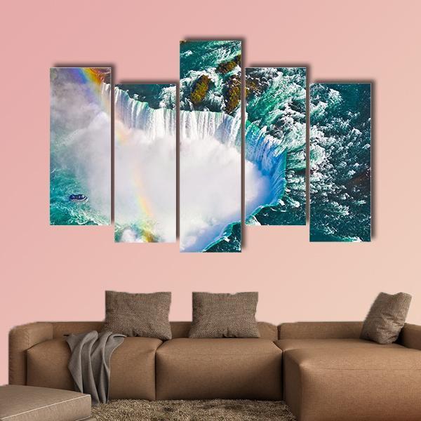 View Of Niagara Falls Canvas Wall Art-5 Pop-Gallery Wrap-47" x 32"-Tiaracle