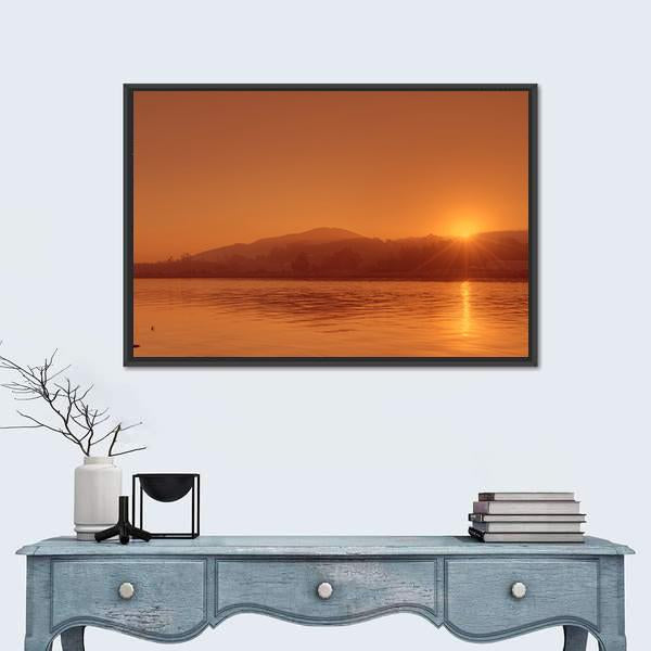 View Of Nile River At Sunset In Egypt Canvas Wall Art-1 Piece-Floating Frame-24" x 16"-Tiaracle