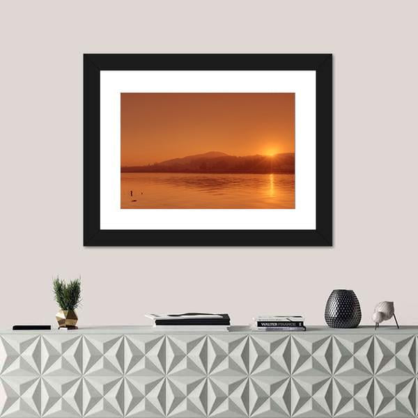 View Of Nile River At Sunset In Egypt Canvas Wall Art-1 Piece-Framed Print-20" x 16"-Tiaracle