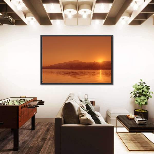 View Of Nile River At Sunset In Egypt Canvas Wall Art-3 Horizontal-Gallery Wrap-25" x 16"-Tiaracle