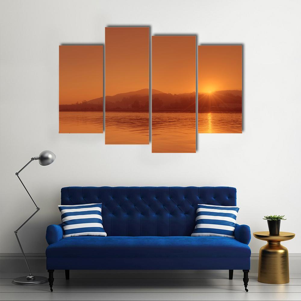 View Of Nile River At Sunset In Egypt Canvas Wall Art-4 Pop-Gallery Wrap-50" x 32"-Tiaracle