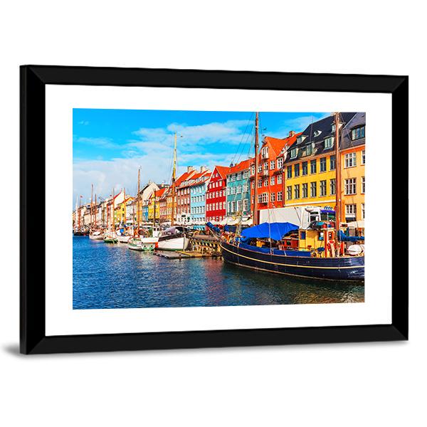 View Of Nyhavn Pier With Buildings And Ships Canvas Wall Art-3 Horizontal-Gallery Wrap-25" x 16"-Tiaracle