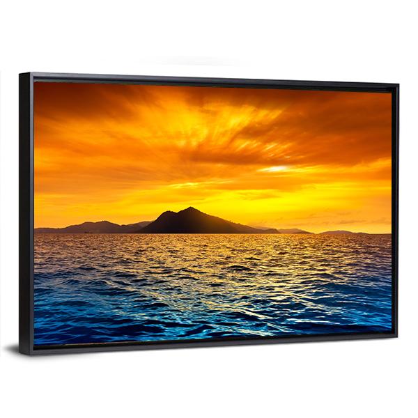 View Of Ocean Waves At Sunset Canvas Wall Art-3 Horizontal-Gallery Wrap-25" x 16"-Tiaracle