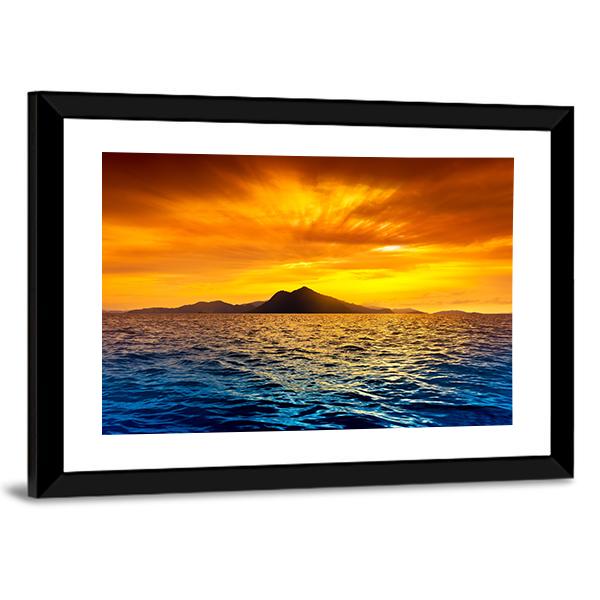 View Of Ocean Waves At Sunset Canvas Wall Art-3 Horizontal-Gallery Wrap-25" x 16"-Tiaracle