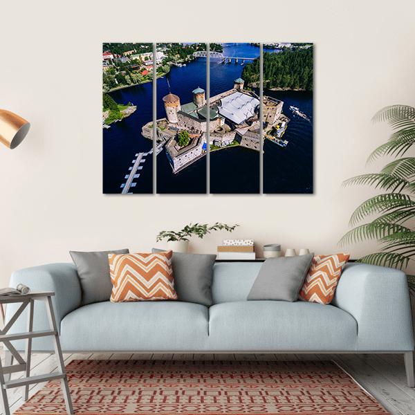 View Of Olavinlinna Medieval Castle Canvas Wall Art-4 Horizontal-Gallery Wrap-34" x 24"-Tiaracle